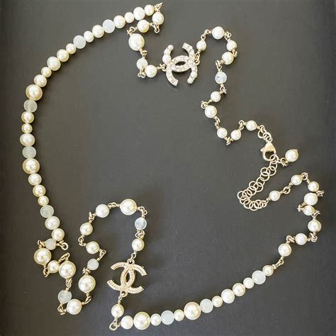 chanel pearl necklace ebay|chanel pearl necklace faux.